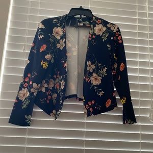 nwot blue tropical floral jacket